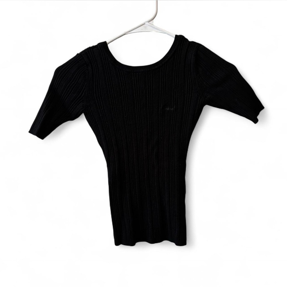 vintage guess black ribbed short sleeve shirt